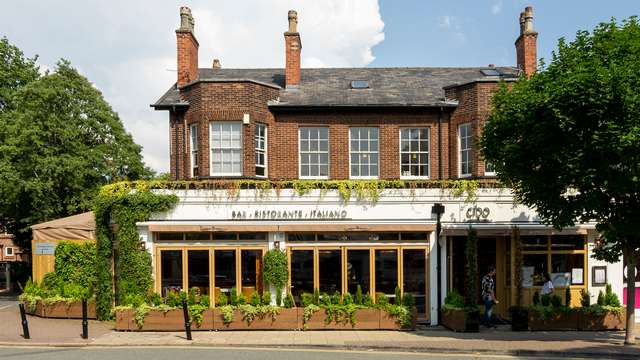 Striaght on view of the CIBO restaurant in Hale, Cheshire. We have installed a number of Solarlux bifold doors and windows.